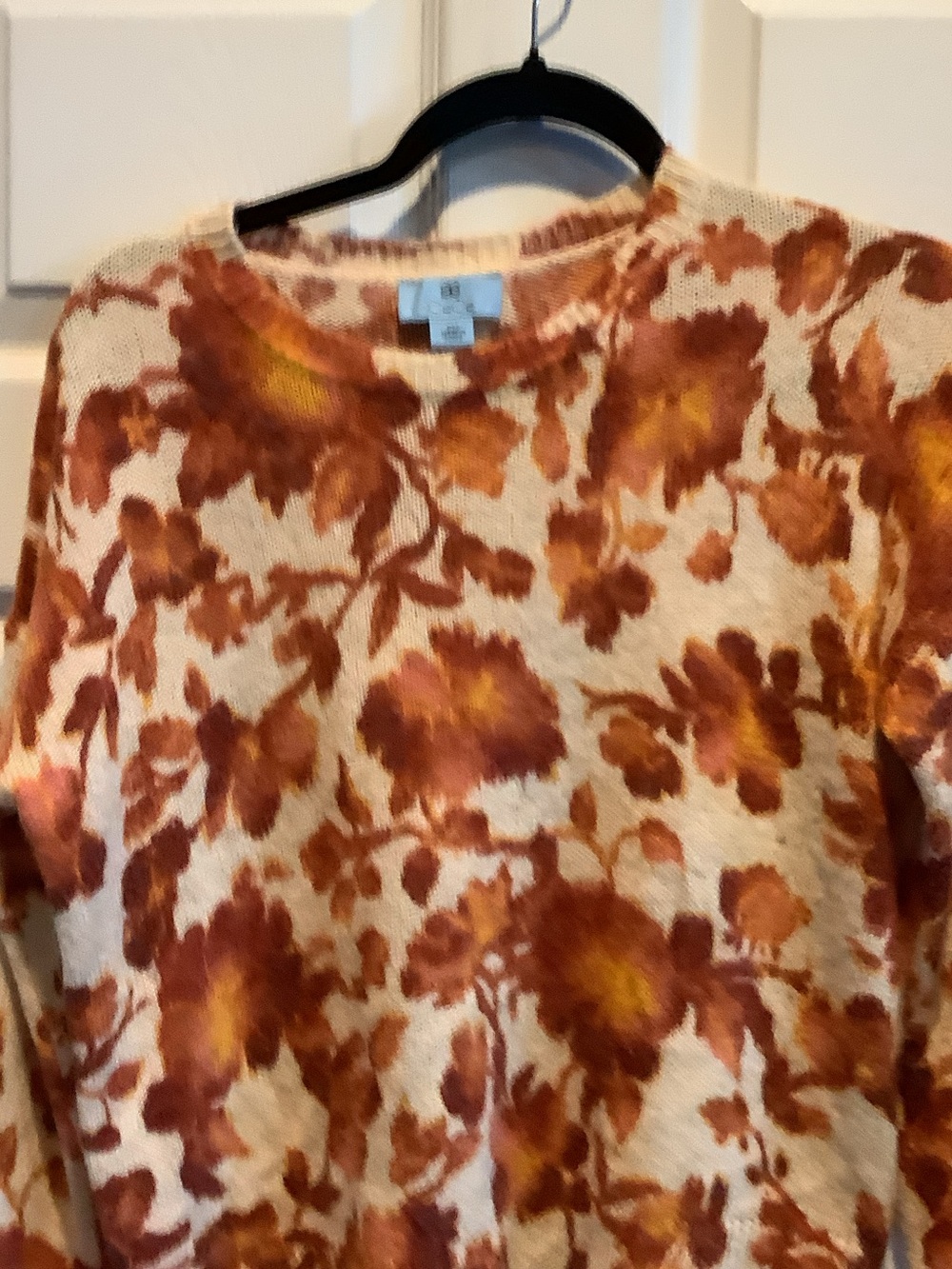 CeCe Cream Sweater with Autumn Floral Print - Picture 3 of 10